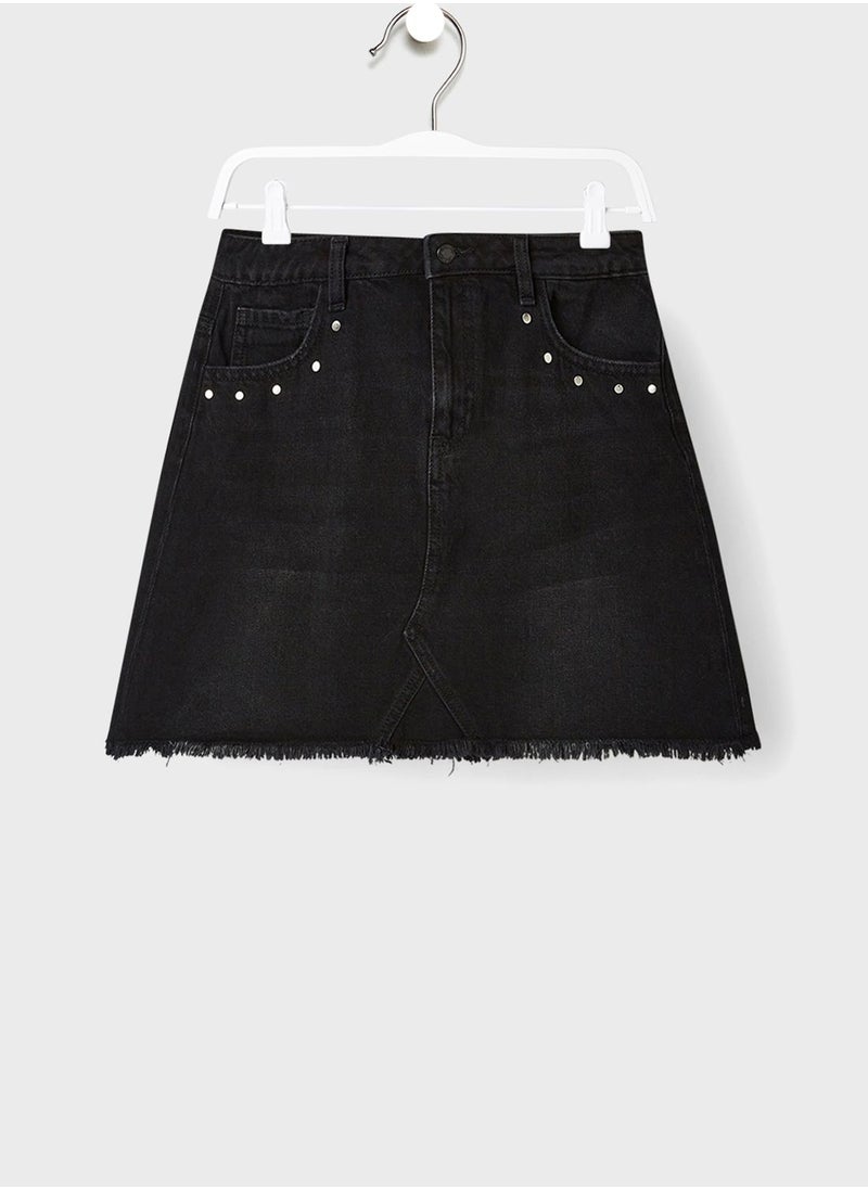 MANGO Youth Studded Denim Skirt  - Image 1
