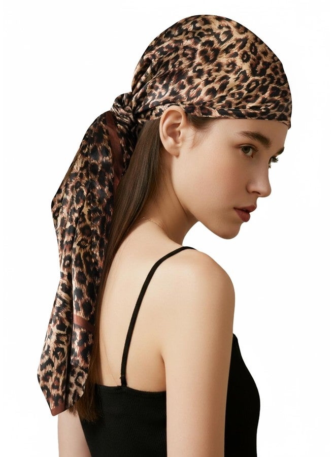 Fmeida Silk-Like Satin Head Scarf 35" Square Hair Scarves Women's Bandana with Gift Set (Box & Card) Leopard Print - Image 1