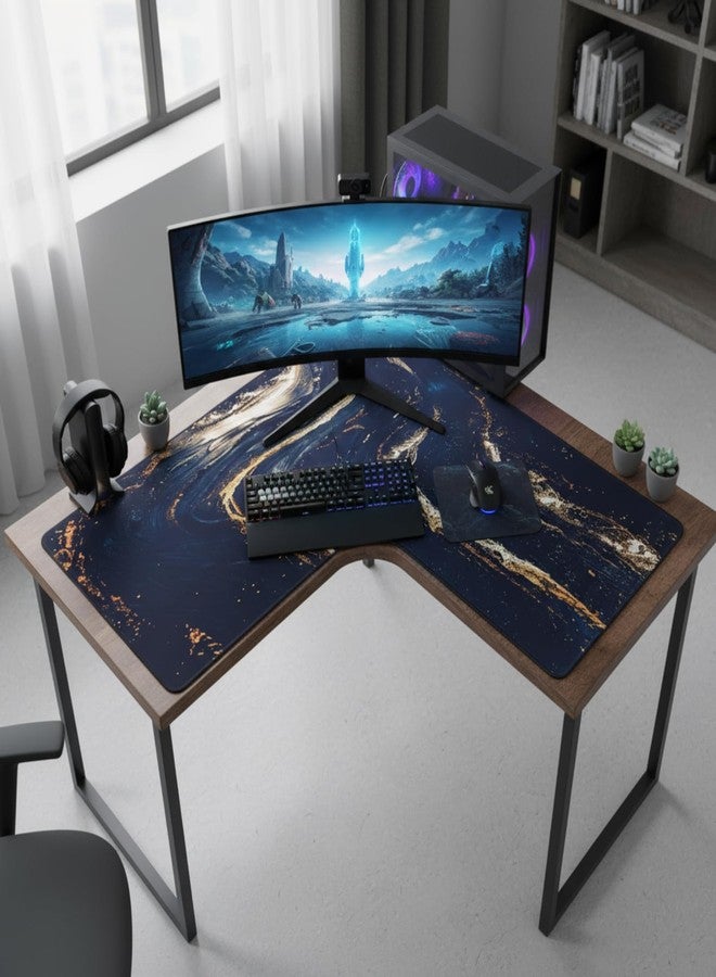Relaxweex L Shaped Desk Mat for Corner, Large Extended Mouse Pad with Non-Slip Rubber Base, Black Waterproof Desk Protector for Office & Gaming Setup - Image 3