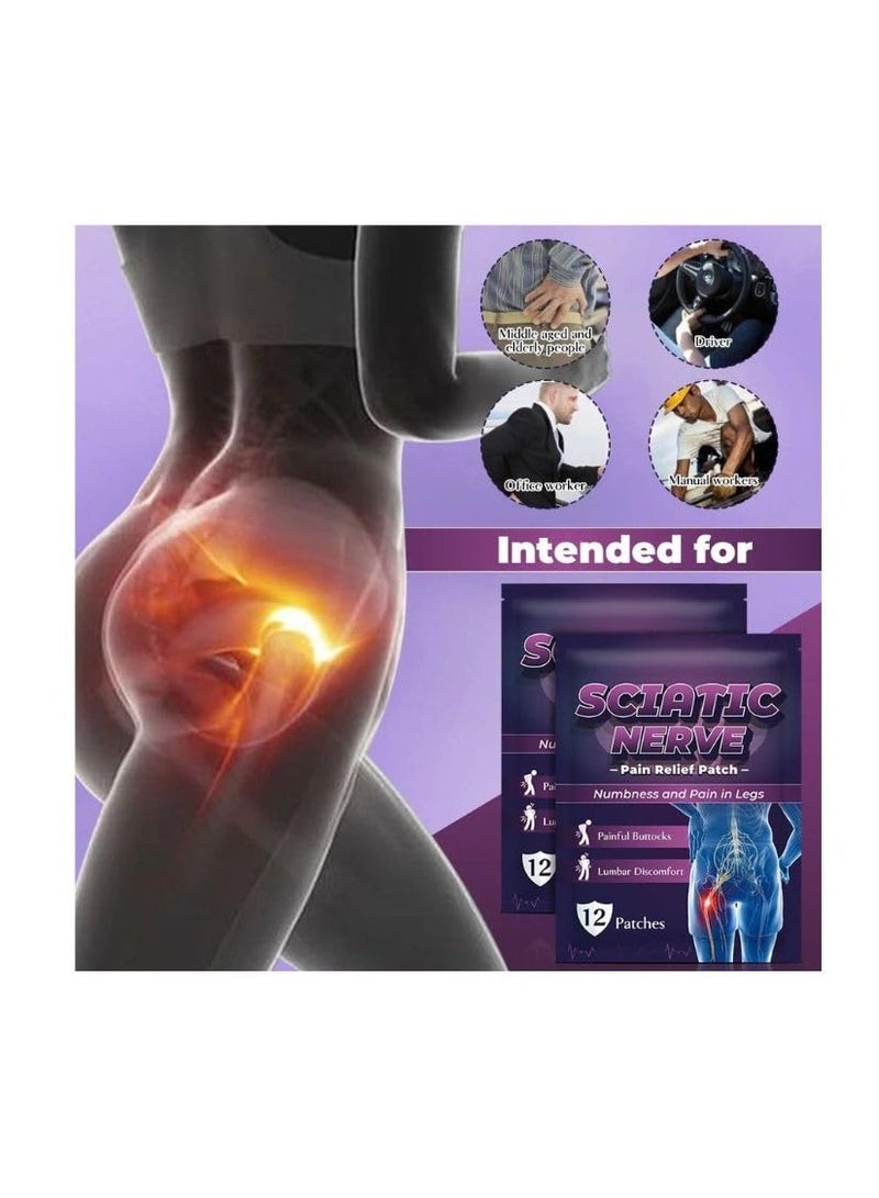 Excefore 60 Sheets Sciatica Patch,Sciatic Nerve Pain Patch, Sciatic Nerve Pain Reducing Patch Elastic Fabric Multifuntcional Release Muscle Patch for Back Buttock - Image 5