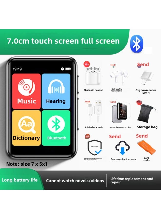 Bingjie Walkman Student Edition High-use Bluetooth English Listening Player Learning Artifact-Body Color:7.0 Touch Screen Long Battery Life Version/bluetooth 6.0 [free Bluetooth Wireless Headset/luxury Gift Bag-Memory Capacity:8gb [already Downloaded (primary, Middle And High School) Single Textbook Synchronization + Vocabulary + Music] - Official  - Image 1