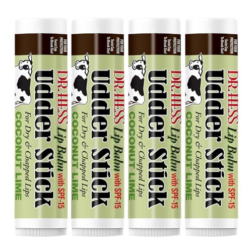Dr Hess Dr. Hess Original Udder Stick SPF Lip Balm, Soothing Moisturizer Sun Screen Balm for Dry Lips with Jojoba, Beeswax & Shea Butter, Total Lip Care, Hydration & Repair, Coconut-Lime Flavor, 4 Pack - Image 1