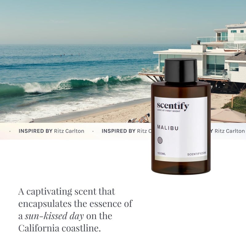 Scentify عطر زيت ماليبو للبخاخات الزيتية من سنتيفي - زيت عطري فاخر بنغمات الليمون والشاي الأبيض والزعتر وخشب الأرز والمسك - عطر بخاخ عطري مريح غير سام وصديق للحيوانات الأليفة 3.4 أونصة - Image 4