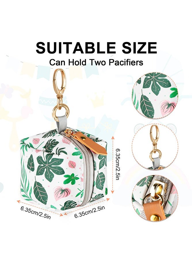 Bebiland PU Leather Baby Pacifier Case with Clip, Pacifier Holder Pouch Box for Diaper Bag, Holds 2 Pacifiers for Travel Outdoor Activities, Small Baby Utensils, Green  - Image 2