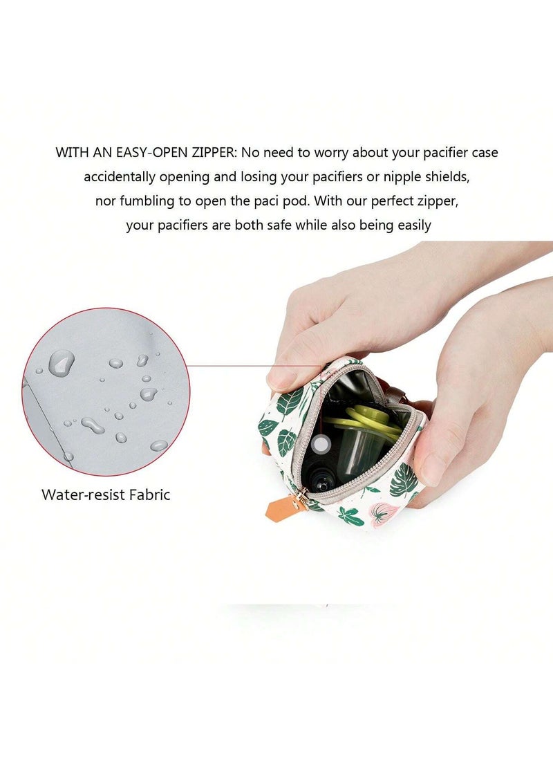 Bebiland PU Leather Baby Pacifier Case with Clip, Pacifier Holder Pouch Box for Diaper Bag, Holds 2 Pacifiers for Travel Outdoor Activities, Small Baby Utensils, Green  - Image 3
