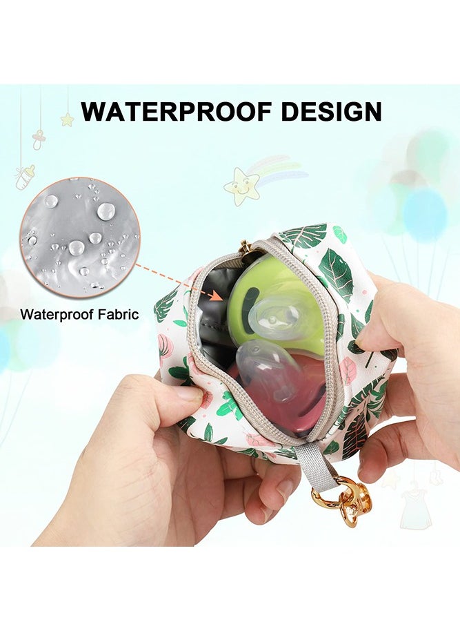 Bebiland PU Leather Baby Pacifier Case with Clip, Pacifier Holder Pouch Box for Diaper Bag, Holds 2 Pacifiers for Travel Outdoor Activities, Small Baby Utensils, Green  - Image 4