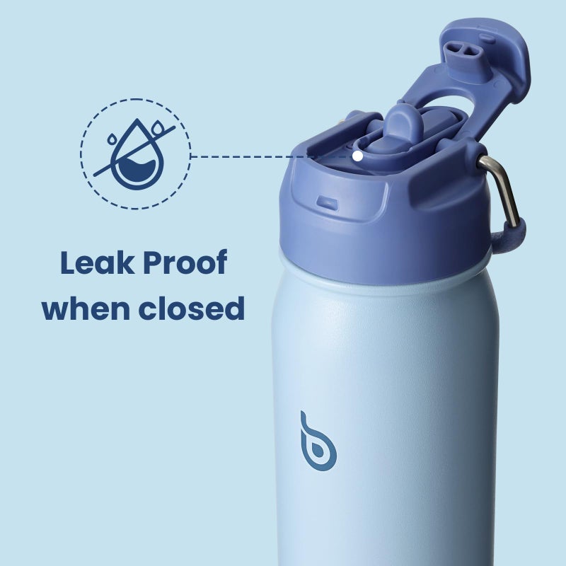 BOTTLE BOTTLE 24 oz sports water bottle stainless steel insulated water bottle with straw and pills holder (blue) - Image 4
