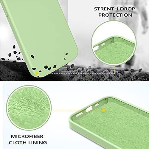 GUAGUA Compatible with iPhone 13 Pro Case 6.1 Inch Liquid Silicone Soft Gel Rubber Slim Thin Microfiber Lining Cushion Texture Cover Shockproof Protective Phone Case for iPhone 13 Pro Matcha Green - Image 4