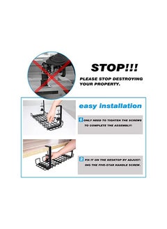 VORDERN Under Desk Cable Management Tray, Super Sturdy Desk Wire Management Organizer,Clamp Install Metal Cord Management Rack,Perfect for Office Home,15.35in Cable Tray Basket  - Image 3
