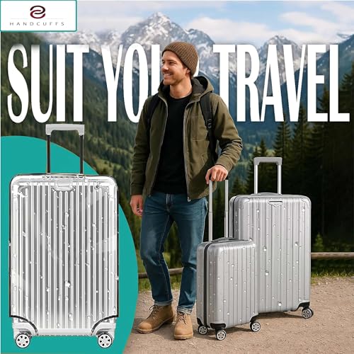 Handcuffs Combo Cover for Hard Luggage Trolley Bags | Transparent Protective Covers PVC Fabric Waterproof Pack of 3 (Size-20, Size-24, Size-28) - Image 3