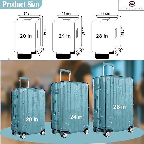 Handcuffs Combo Cover for Hard Luggage Trolley Bags | Transparent Protective Covers PVC Fabric Waterproof Pack of 3 (Size-20, Size-24, Size-28) - Image 2