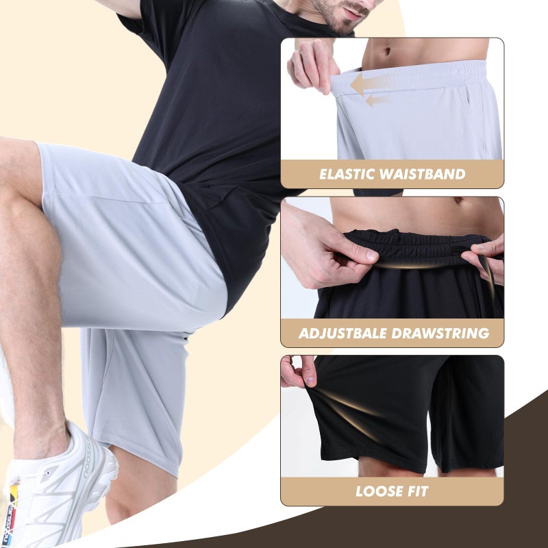 BOOJO 7 Pack Mens Athletic Shorts - Gym Basketball Running Workout Quick Dry Black Shorts with Pockets for Casual Performance - Image 3