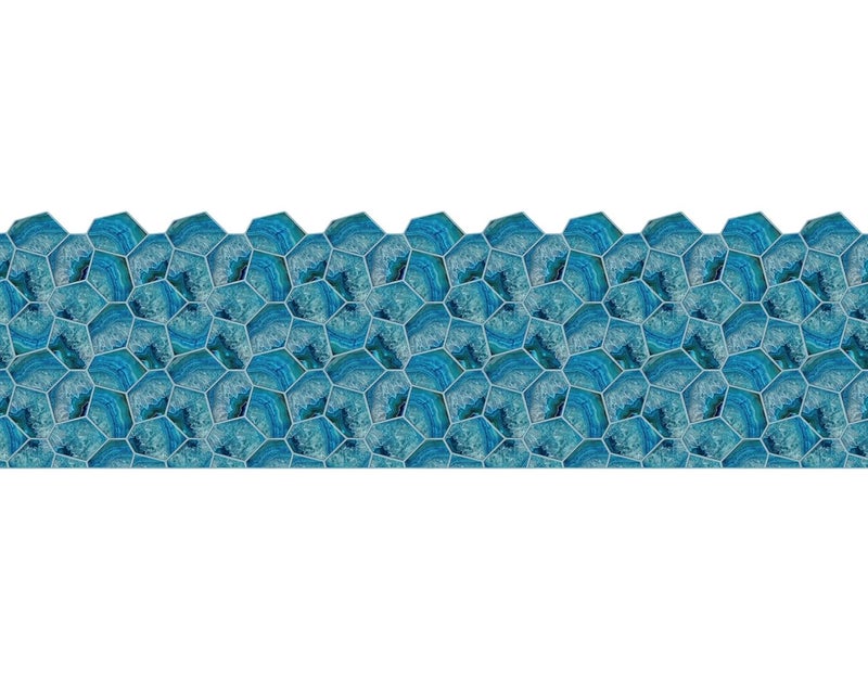WallDesign Blue Acrylic Shell Tile Sticker - 2ft x 9.75 inch Waterproof Easy Clean Durable Vinyl Decorative Film for Kitchen Counter, Washbasin, Table, Wall, Cupboard-Self-Adhesive - Image 1