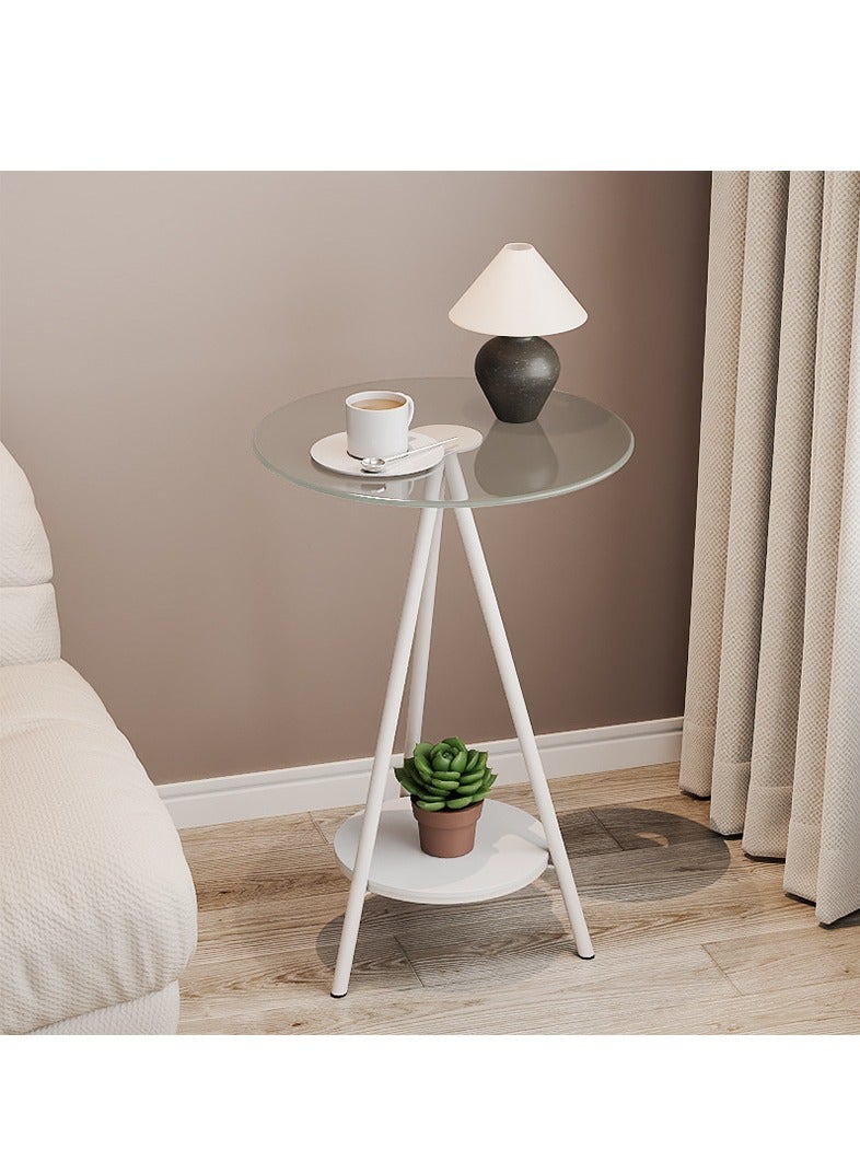 XiuWoo Nordic Style Luxury Round Coffee Table with Temperd Glass and Premium Metal Round Mini Coffee Table Sofa Side Table End Table For Home Living Room Bedroom Study Room Office Balcony - Image 1