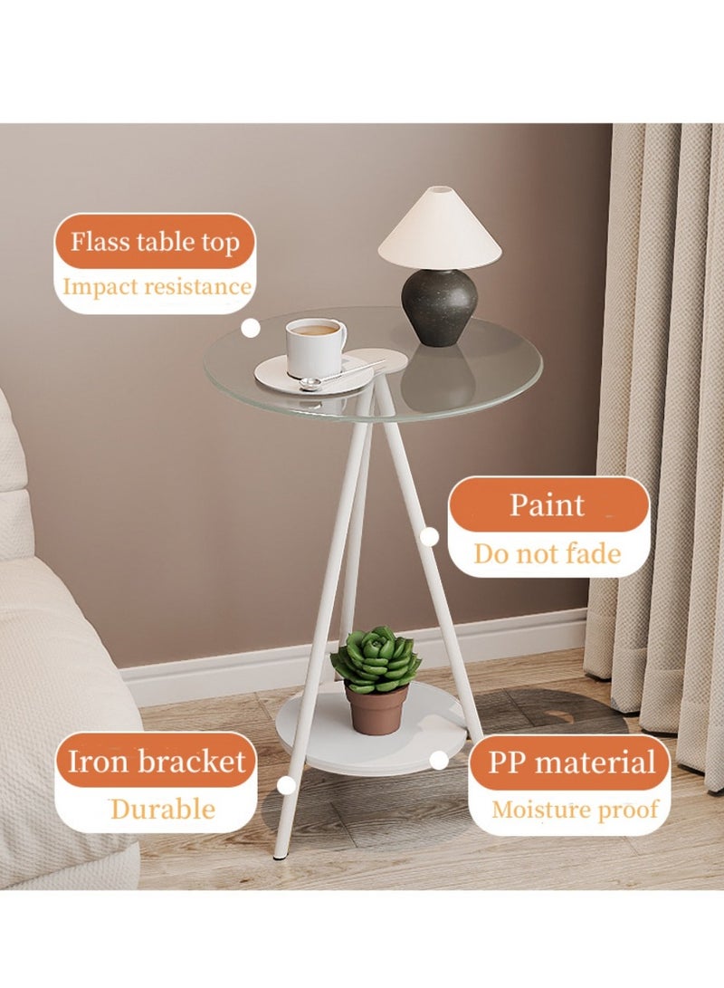 XiuWoo Nordic Style Luxury Round Coffee Table with Temperd Glass and Premium Metal Round Mini Coffee Table Sofa Side Table End Table For Home Living Room Bedroom Study Room Office Balcony - Image 2