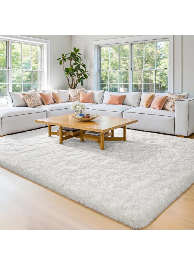 Soofam Luxury Large Area Rug, Cream White Rugs for Living Room 5x7 Fluffy Area Rug Modern Shag Rugs for Bedroom, Super Soft and Comfy Kids Room Rugs, Cute Carpets for Nursery Girls Home Dorm Decor,White - Image 1