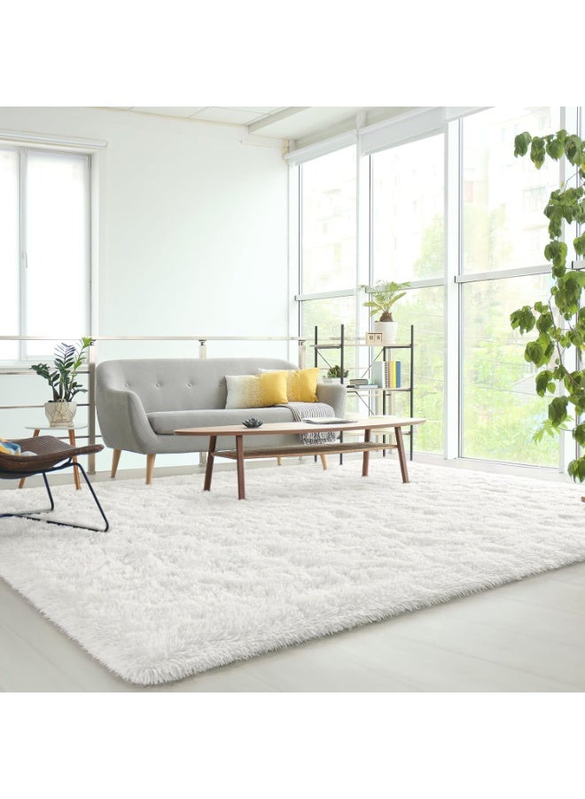 Soofam Luxury Large Area Rug, Cream White Rugs for Living Room 5x7 Fluffy Area Rug Modern Shag Rugs for Bedroom, Super Soft and Comfy Kids Room Rugs, Cute Carpets for Nursery Girls Home Dorm Decor,White - Image 4