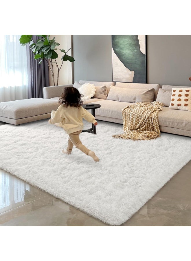 Soofam Luxury Large Area Rug, Cream White Rugs for Living Room 5x7 Fluffy Area Rug Modern Shag Rugs for Bedroom, Super Soft and Comfy Kids Room Rugs, Cute Carpets for Nursery Girls Home Dorm Decor,White - Image 5