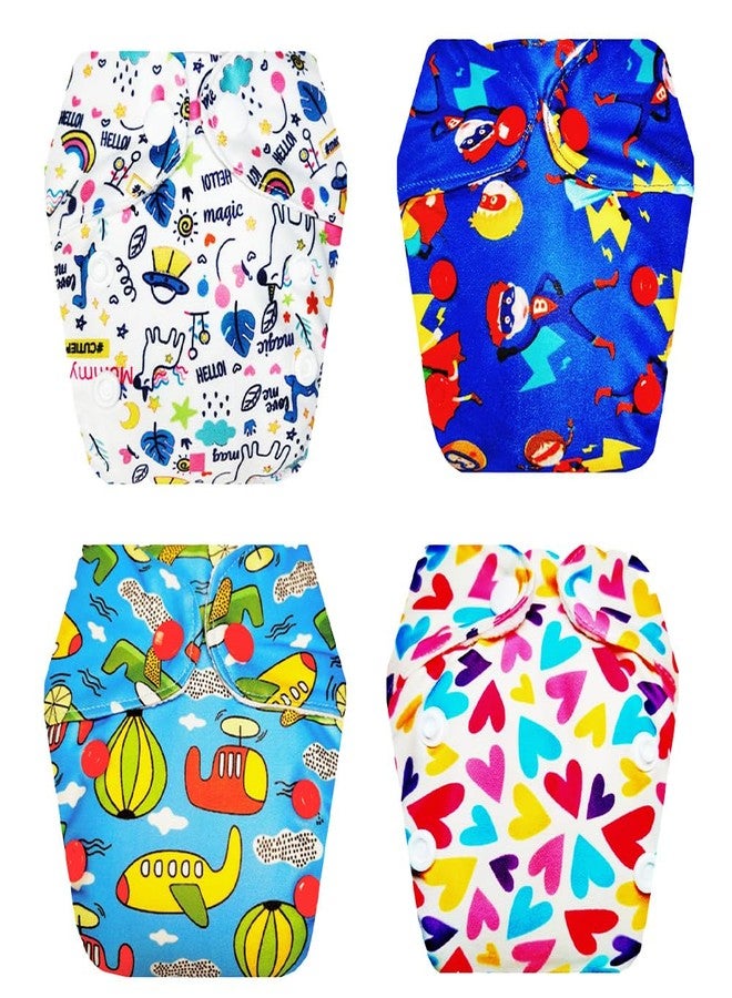 Dumbledo Premium Newborn Cloth Diaper with Integrated Soaker (Pack of 4)| Dry Feel and Comfortable | Reusable & Washable | Adjustable Snaps | Perfect for Indian Summers | 0 - 4 Months | Unisex Baby - Image 1