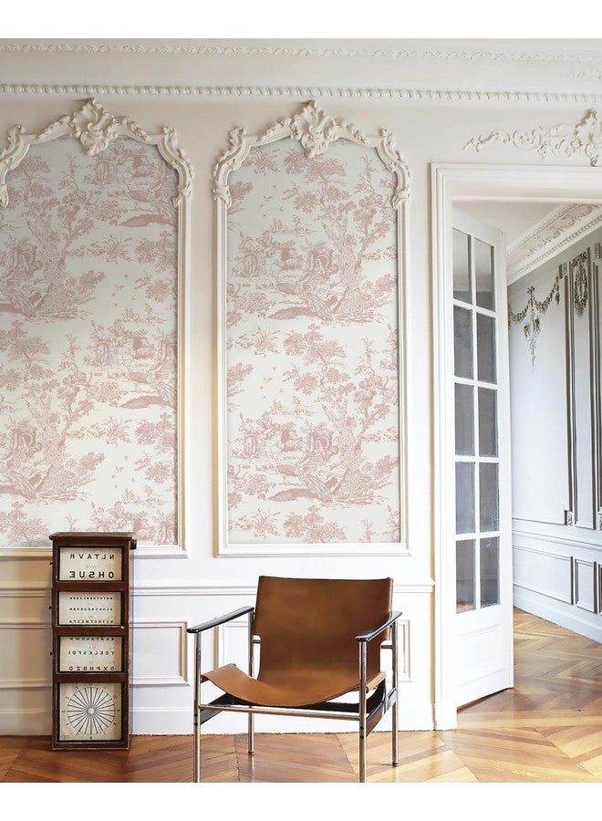 ورق جدران قابل للتقشير والعصا، ورق حائط عتيق أبيض ووردي، ورق حائط ذاتي اللصق قابل للإزالة لغرفة النوم والحمام، ورق اتصال للجدران يغطي 16 بوصة × 78.7 بوصة - Image 3