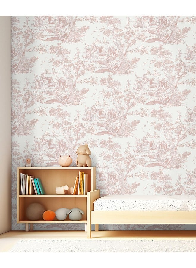 ورق جدران قابل للتقشير والعصا، ورق حائط عتيق أبيض ووردي، ورق حائط ذاتي اللصق قابل للإزالة لغرفة النوم والحمام، ورق اتصال للجدران يغطي 16 بوصة × 78.7 بوصة - Image 4