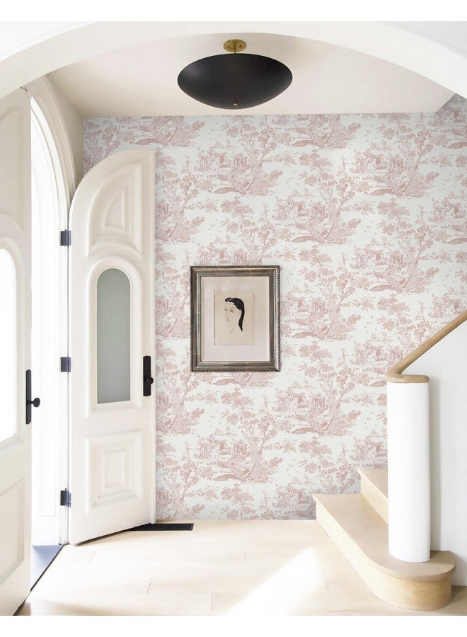 ورق جدران قابل للتقشير والعصا، ورق حائط عتيق أبيض ووردي، ورق حائط ذاتي اللصق قابل للإزالة لغرفة النوم والحمام، ورق اتصال للجدران يغطي 16 بوصة × 78.7 بوصة - Image 5