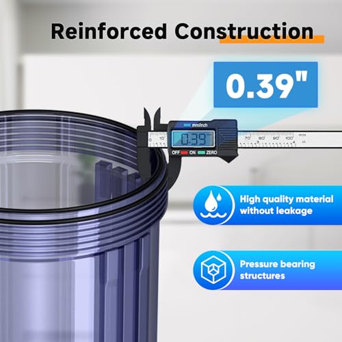 Pure Plus PUREPLUS Whole House Water Filter Housing, 10"x4.5" Universal Housing, Pre-Filtration System, with Pressure Gauge, 1" NPT - Image 4