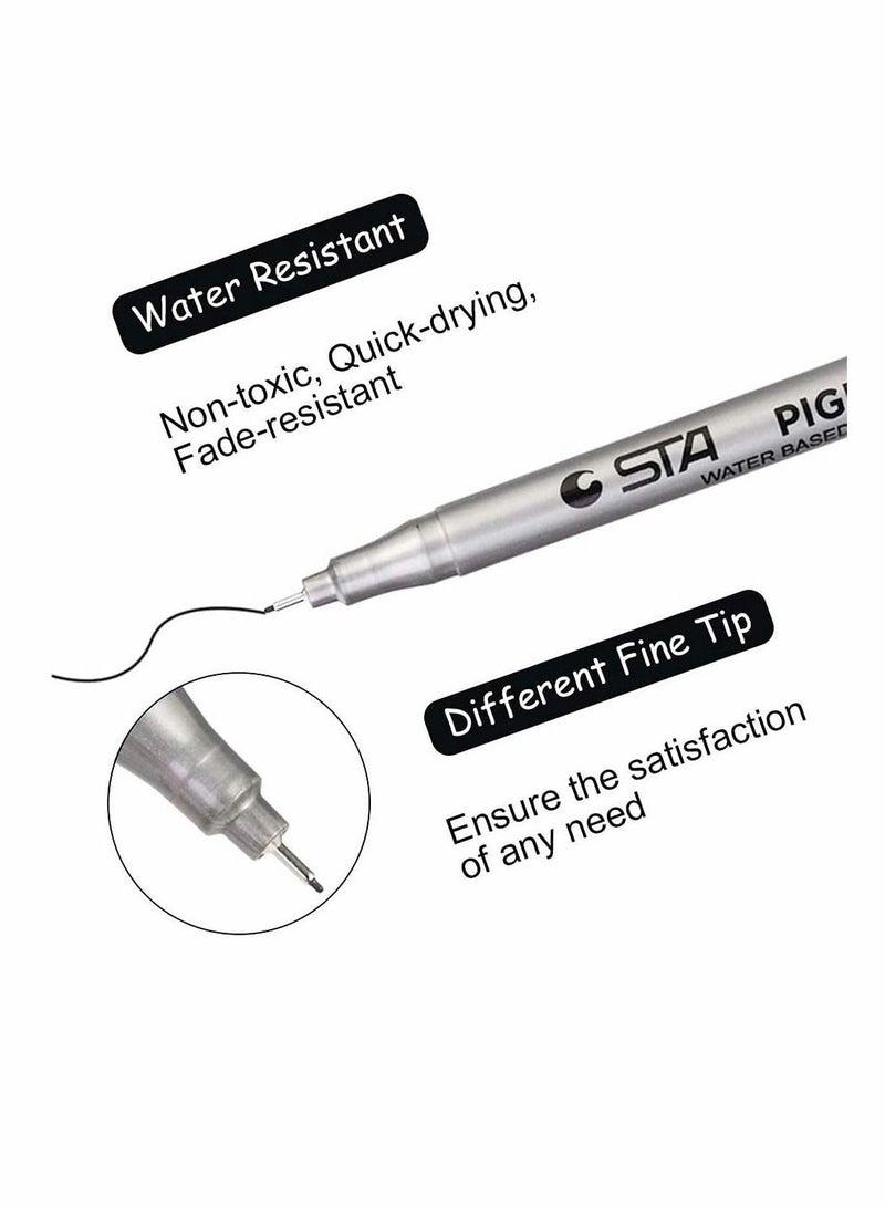 Y&D Fineliner Pens, Cozy 9 Pack Black Pigment Liner Micro Drawing Different Nib Sizes with Anti-Bleed for Sketching Drafting Office Documents Comic Manga Scrapbooking - Image 2