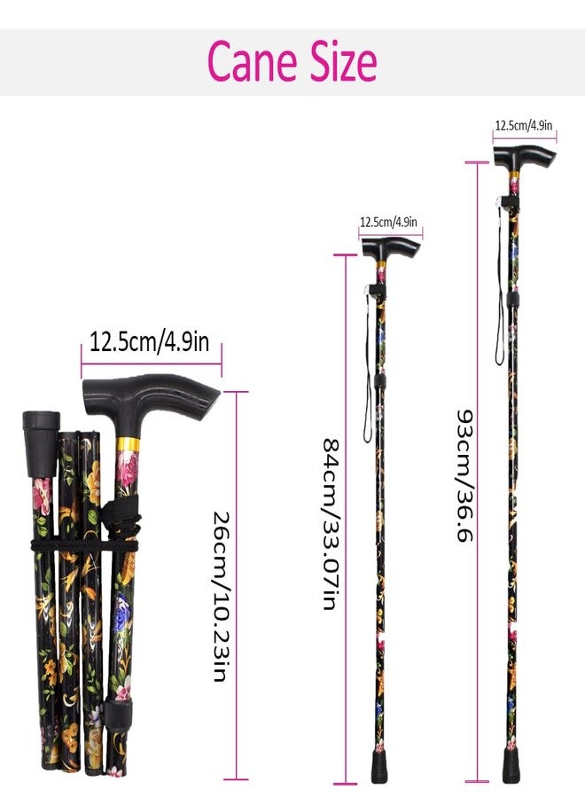 Walking Cane-Folding Cane,Adjustable Colorful Walking Stick for Men & Women with Comfortable T-Handle,Collapsible, Lightweight, Portable Hand Walking Stick (Black Print) - Image 5
