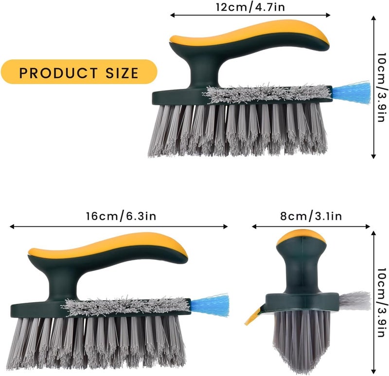 KBZONE Tile Grout Cleaner Brush, 4 in 1 with Squeegee, Multifunctional V-Shape Gap Scrub Brush Crevice for Floor, Corner, Window, Sink, Plastic, Green - Image 2