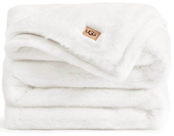 PLUSH FAUX FUR THROW BLANKET REVERSIBLE MEDIUM WEIGHT LUXURY SOFT THROW BLANKETS FOR BED OR CHAIR HYPOALLERGENIC MACHINE WASHABLE HOME DECOR 50INCH X 70INCH WHITE SNOW EUPHORIA