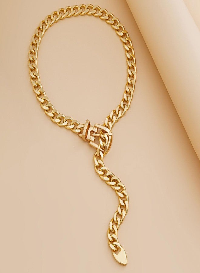 Gangel Statement Chain Necklace Chunky Gold Plated Choker Necklace Punk Cuban Link Chain Rave Party Wide Necklaces Jewelry for Women - Image 2