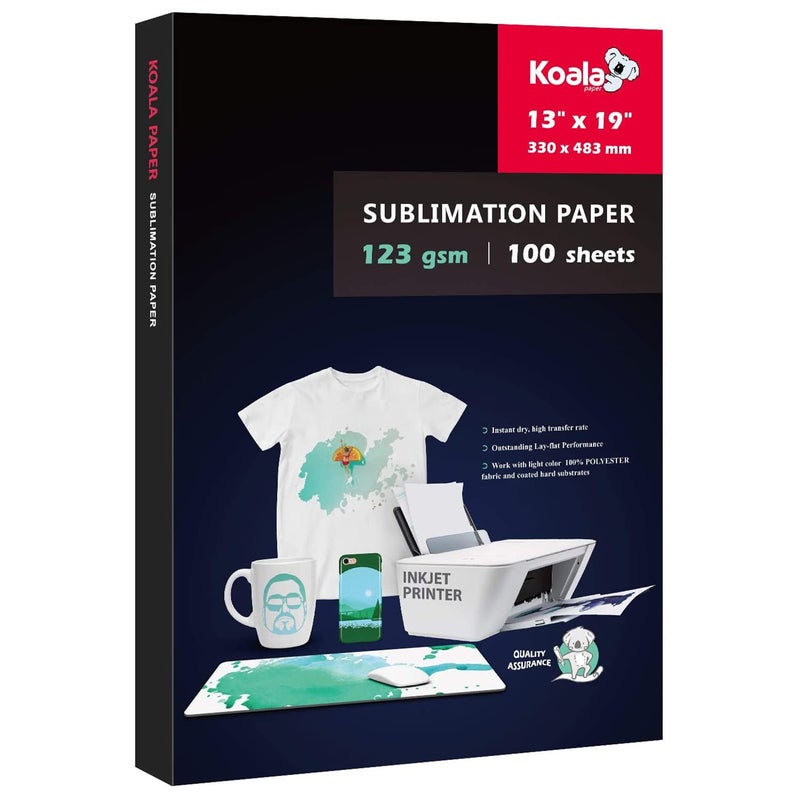 KOALA PAPER Koala Sublimation Heat Transfer Paper 13X19 Inches for Inkjet Printer Compatible with Sublimation Ink 100 Sheets - Image 1