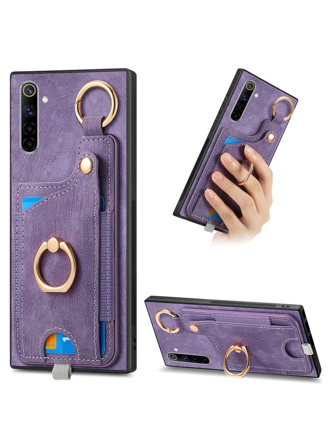 S-TOP Case For Realme 6 Retro Skin-feel Ring Card Bag Phone Case with Hang Loop - Image 1