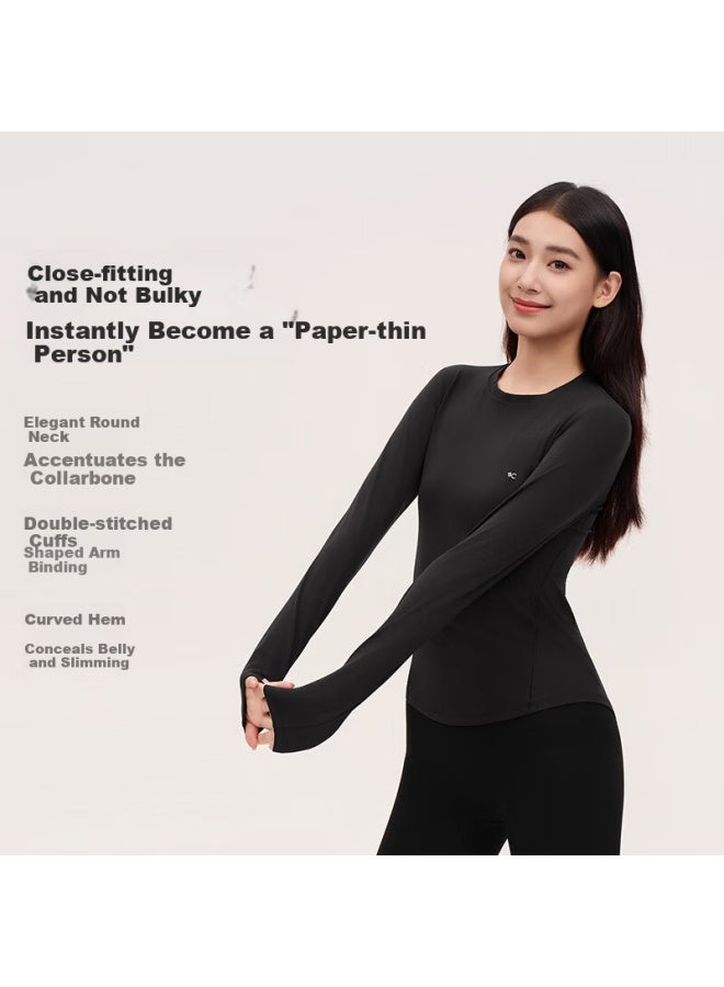 Vvc Women's Long Sleeve Slim Fit Round Neck Base Shirt, High Elasticity, Soft, Low Collar, Outerwear And Innerwear, Rhino Gray 539, Size M - Image 1