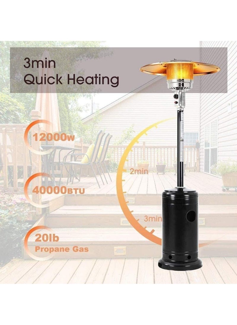 SP Patio Heater Mushroom Style, Gas Mashroom Patio Heater Outdoor Garden Stainless Steel Wheels Quartz Glass Flame Tube 3-Fold Protection  - Image 2