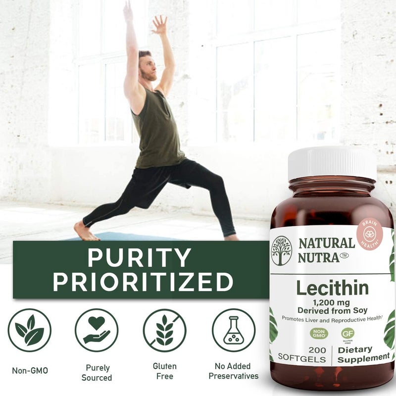 Natural Nutra Soy Lecithin 1200 mg Dietary Supplement  Brain Function Liver Health Improve Procreant Health Boosting Supplement  GlutenFree BPAFree 200 Softgels in Recyclable Glass Bottles - Image 4