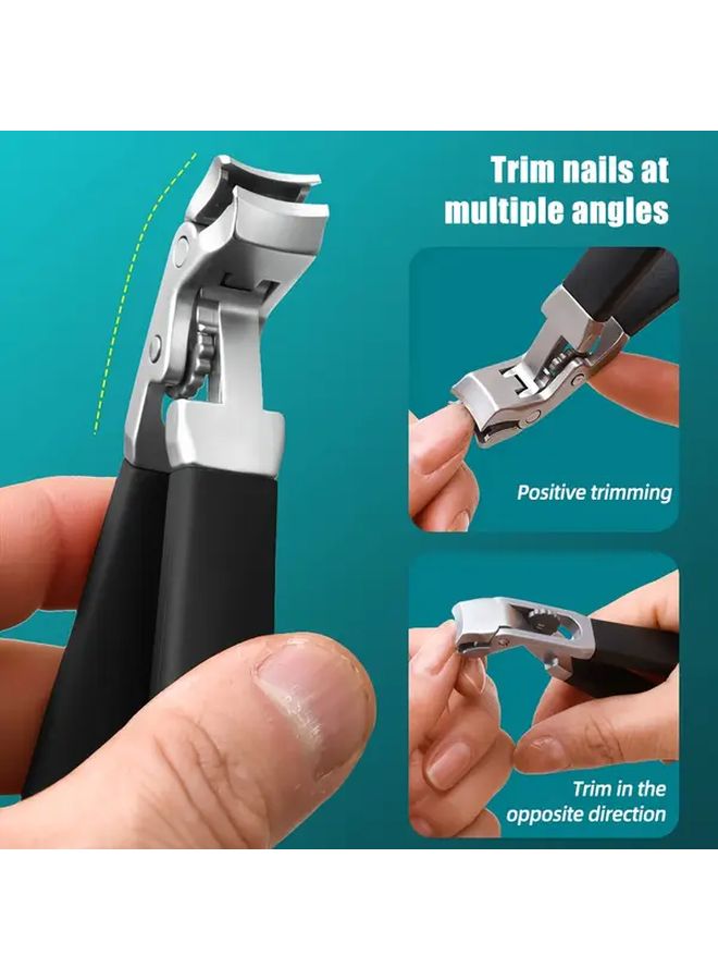 Professional Nail Clipper With Splash Prevention Red Long Handle Sharp Blades For Thick Soft Ingrown Nails - Image 3