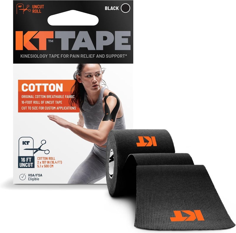 KT TAPE شريط كينيسيوولوجي رياضي مرن من القطن الأصلي، لفة غير مقطوعة بطول 16 قدم - Image 1