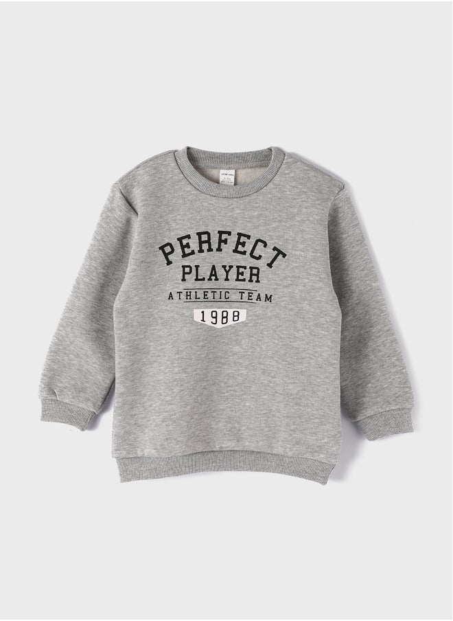 LC WAIKIKI - Crew Neck Printed Baby Boy Sweatshirt and Trousers 2-Pack Set - Image 1