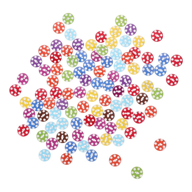 100 Pcs 15mm White Wooden Polka Dot Buttons for Sewing Craft Garments - Image 2