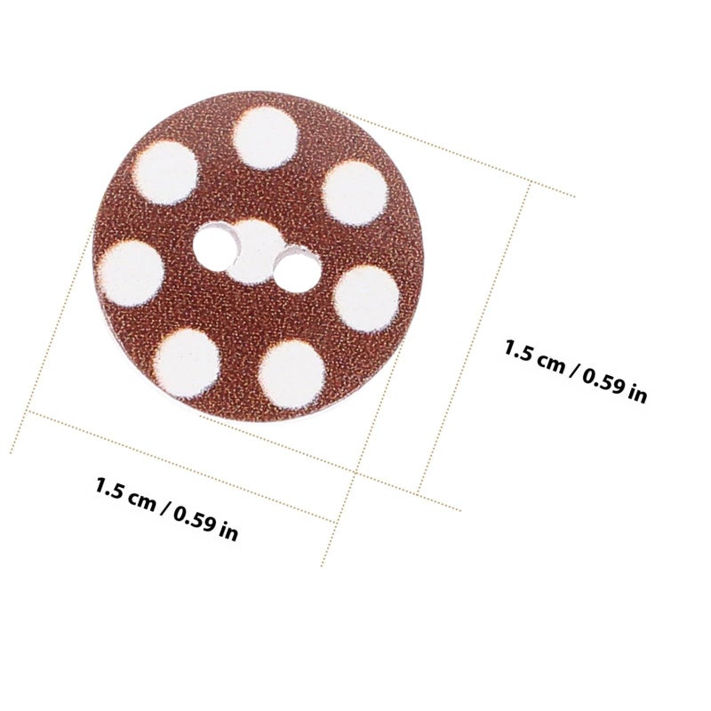 100 Pcs 15mm White Wooden Polka Dot Buttons for Sewing Craft Garments - Image 3