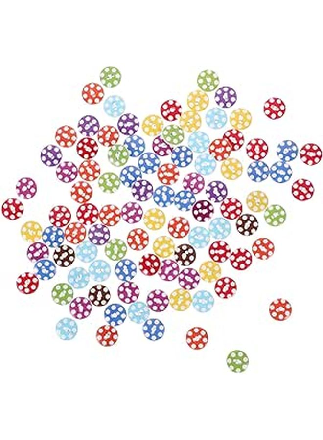 100 Pcs 15mm White Wooden Polka Dot Buttons for Sewing Craft Garments - Image 1