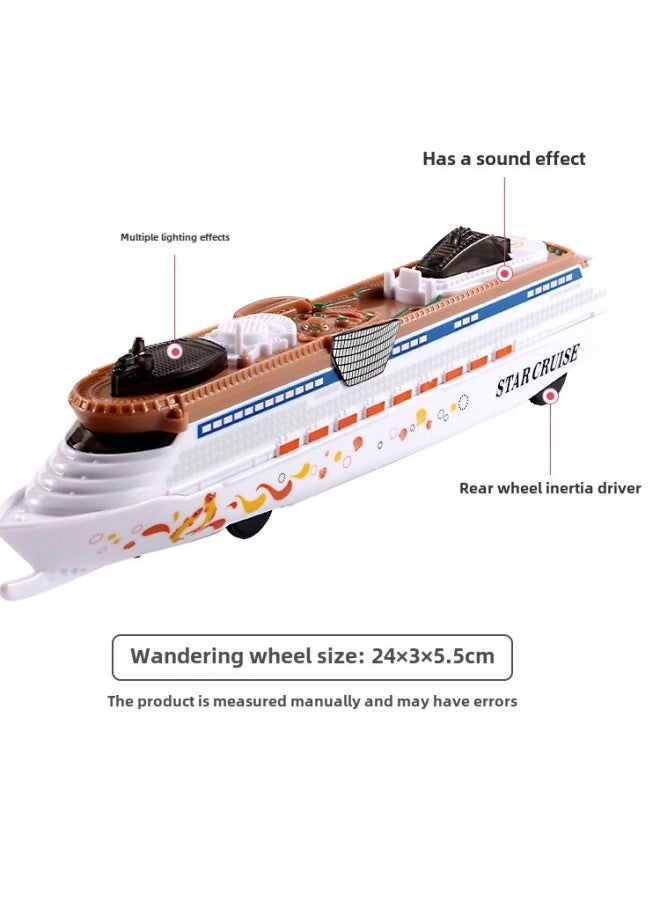 Generic - Alloy Luxury Cruise Ship Model Huili Sound And Light Toy Ship Ferry Ship Yacht Ship Aircraft Carrier Warship Destroyer-Color:Light Gray Alloy Liaoning - Image 1