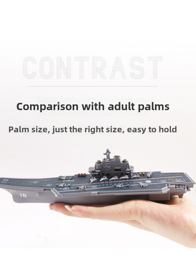 Generic - Alloy Luxury Cruise Ship Model Huili Sound And Light Toy Ship Ferry Ship Yacht Ship Aircraft Carrier Warship Destroyer-Color:Light Gray Alloy Liaoning - Image 1