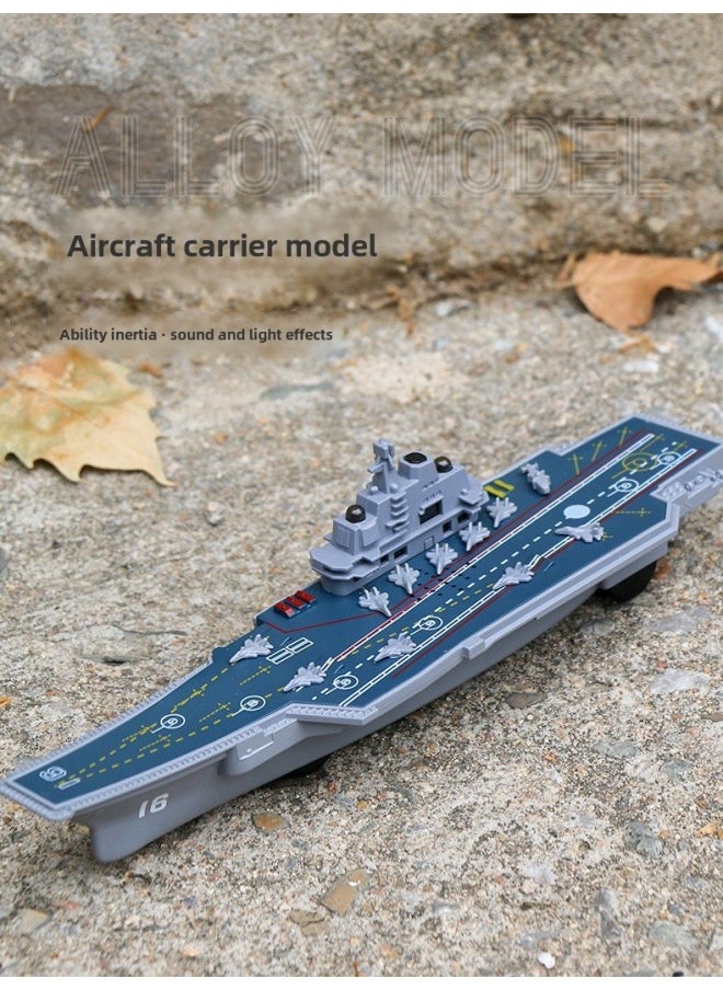 Generic - Alloy Luxury Cruise Ship Model Huili Sound And Light Toy Ship Ferry Ship Yacht Ship Aircraft Carrier Warship Destroyer-Color:Light Gray Alloy Liaoning - Image 1