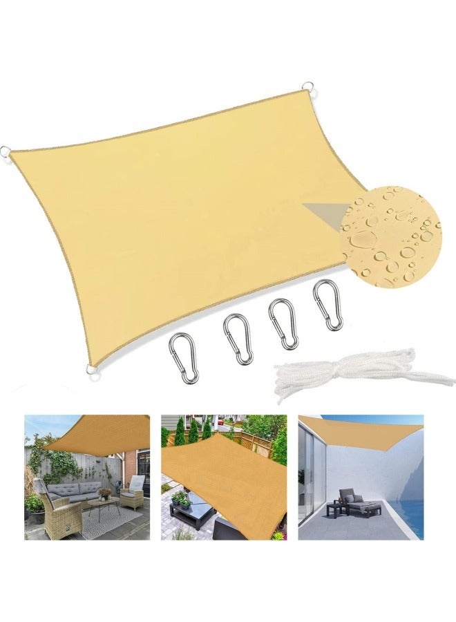 GGEROU Sun Shade Sail Canopy UV Block Awning Sun Sail Rectangular Sail Shade PES UV Protection Sun Sail Weatherproof for Garden Outdoor Terrace Balcony, YelloW - Image 1