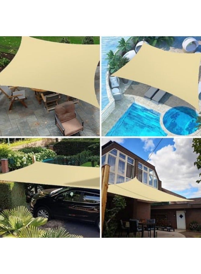 GGEROU Sun Shade Sail Canopy UV Block Awning Sun Sail Rectangular Sail Shade PES UV Protection Sun Sail Weatherproof for Garden Outdoor Terrace Balcony, YelloW - Image 2