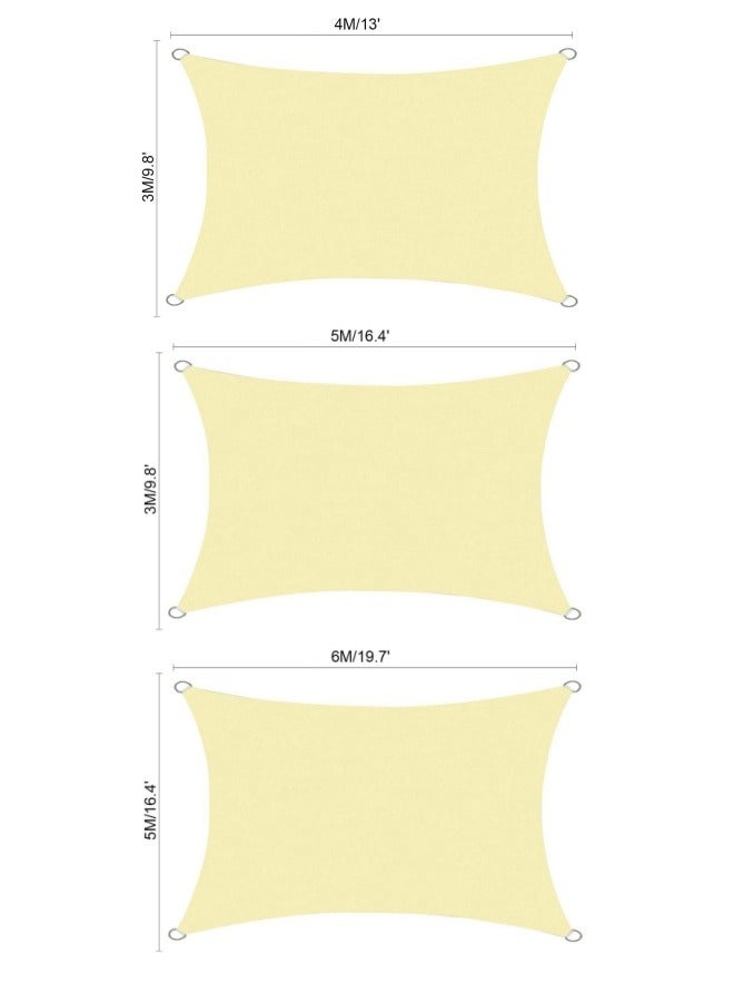 GGEROU Sun Shade Sail Canopy UV Block Awning Sun Sail Rectangular Sail Shade PES UV Protection Sun Sail Weatherproof for Garden Outdoor Terrace Balcony, YelloW - Image 3