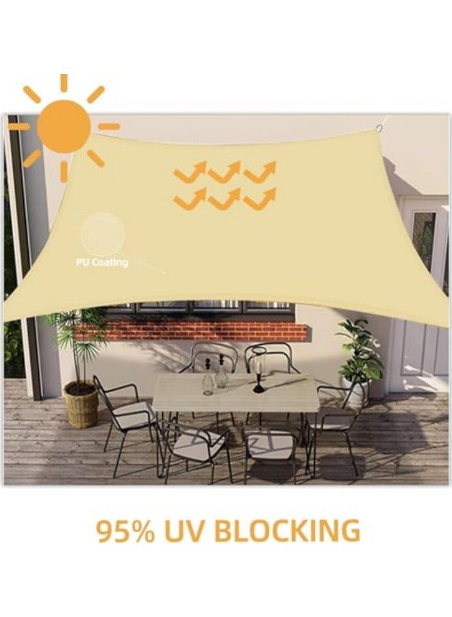 GGEROU Sun Shade Sail Canopy UV Block Awning Sun Sail Rectangular Sail Shade PES UV Protection Sun Sail Weatherproof for Garden Outdoor Terrace Balcony, YelloW - Image 5